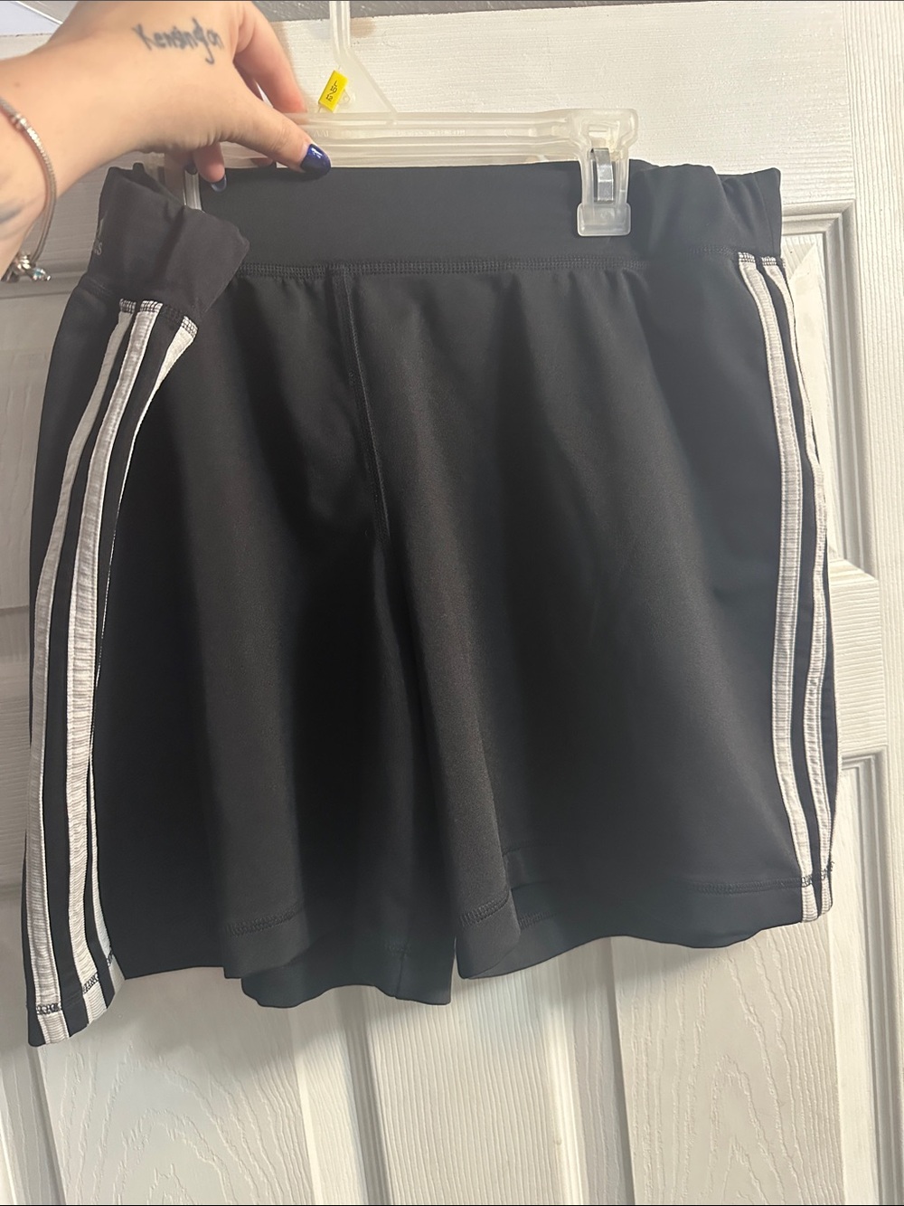 adidas Black Athletic Shorts with White Side Stripes